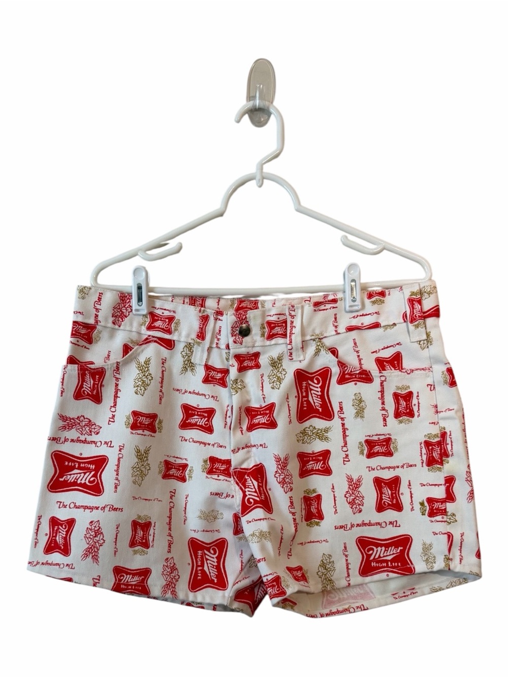 Miller White & Red Logo Print Women's Shorts Large